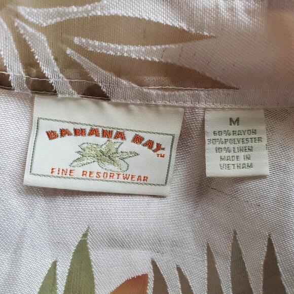 Banana Bay 3 Piece Women's M Tropical Resort Wear Set Apricot Tank Blouse Capris - Picture 14 of 15